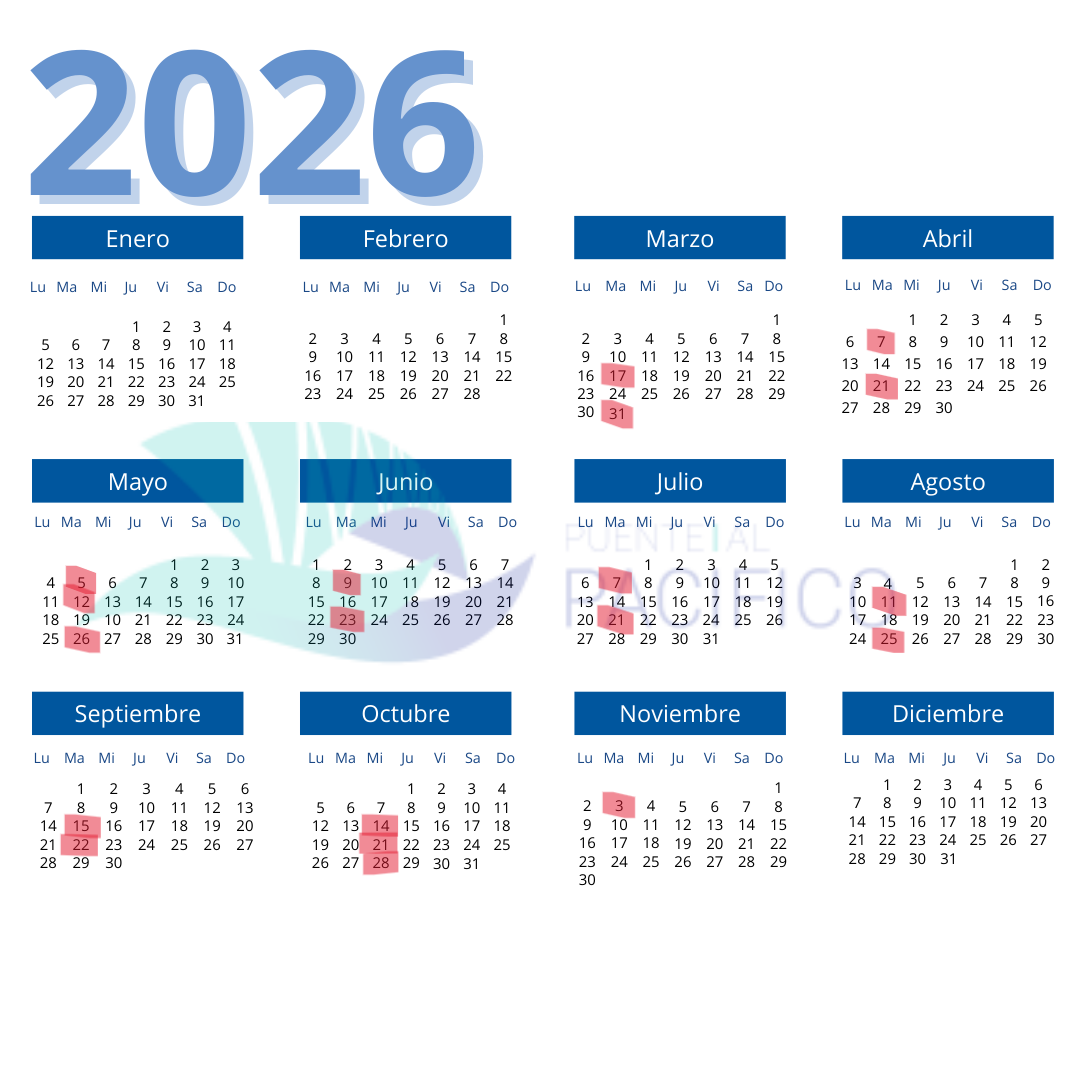 Calendario Fechas Salida desde España